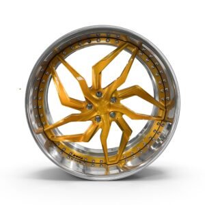 New 24" Amani Forged IKON Staggered 24kt Gold & Chrome Wheels Set (4) 5x4.75