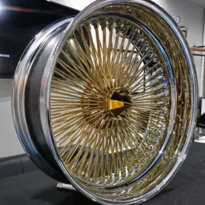 22",24",26" Luxor Wire Wheel Gold Center Chrome Lip Rims Tire 5x120.7 1971 Chevelle