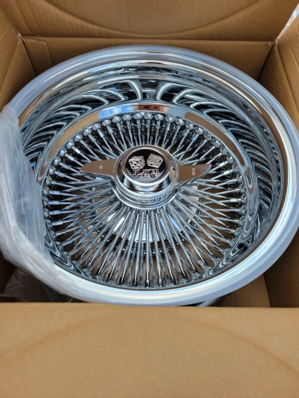 13x7 Player wire wheels spokes reverse 100 spoke 2 bar knockoff wheels rims chip - Image 4