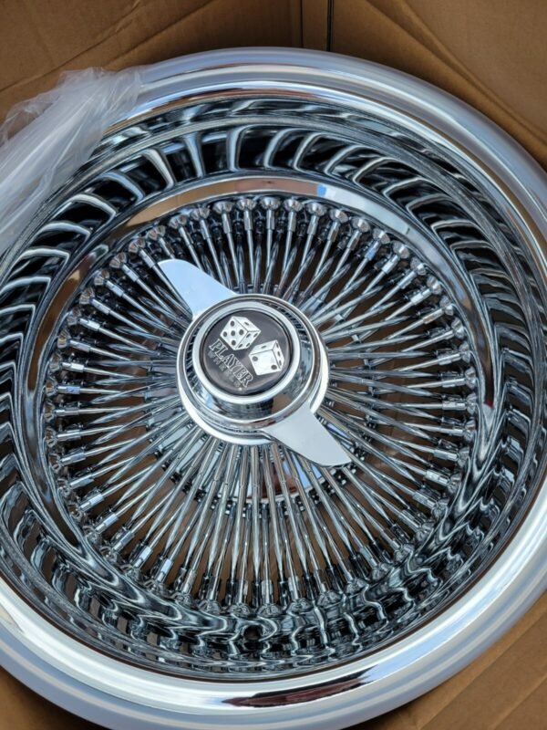 13x7 Player wire wheels spokes reverse 100 spoke 2 bar knockoff wheels rims chip - Image 3