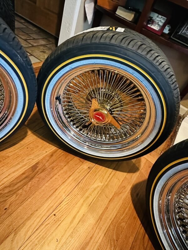 17 Inch Gold And Chrome Wire Wheels With Vogue Tires - Image 4
