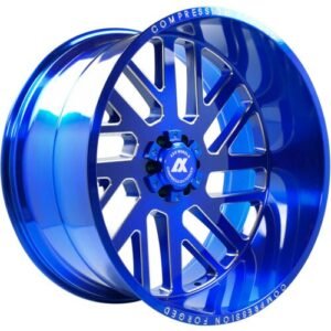 SET 26x14 AXE Compression Forged 2.7 Blue Brushed Wheels 8x180 Chevy GMC