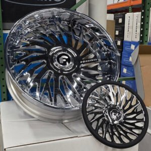 FORGIATO BIAFORCA ALL CHROME WHEELS WITH XL CAPS AND STEERING WHEEL  (DUAL DRILLED)